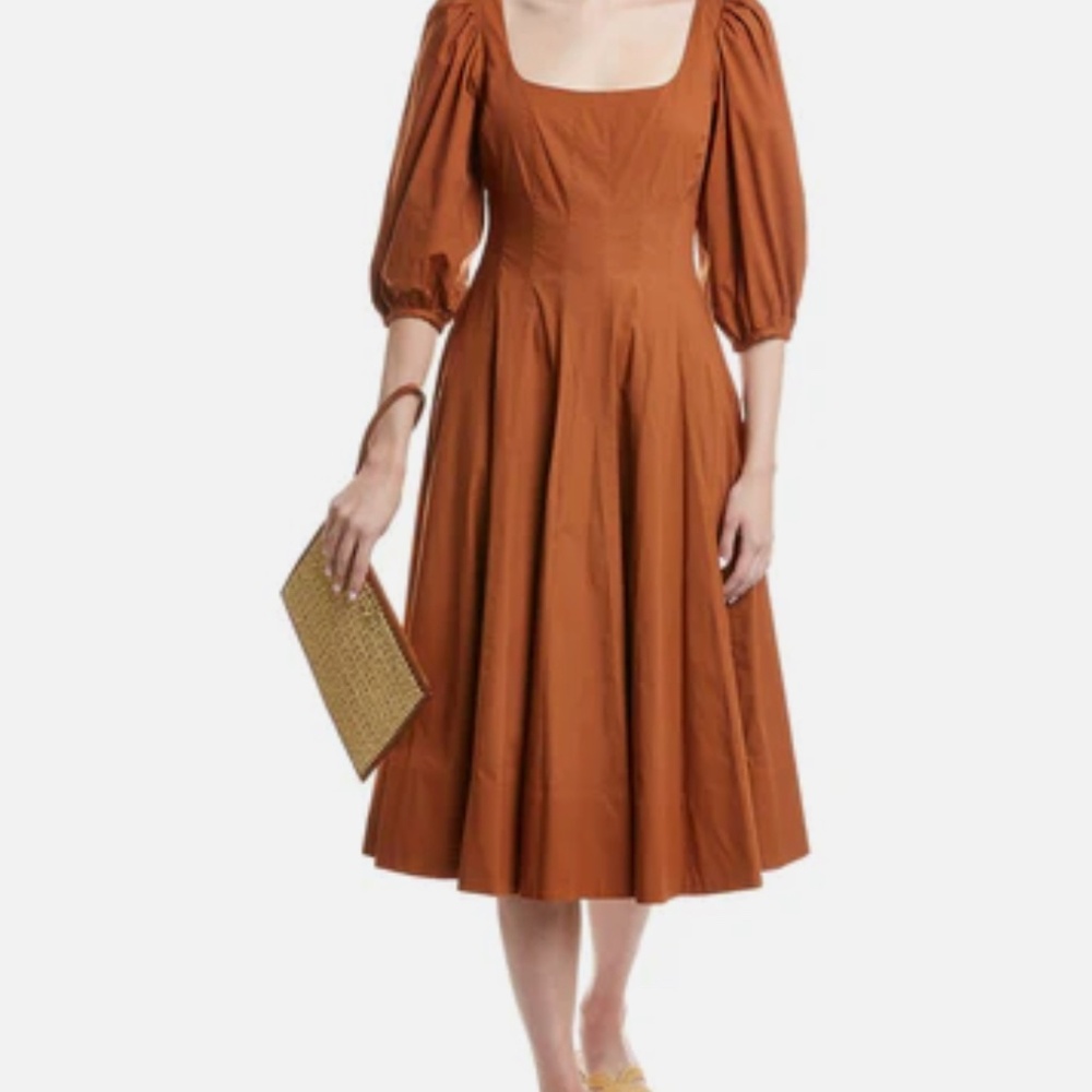 STAUD Swells Midi Dress, Tan Size 2